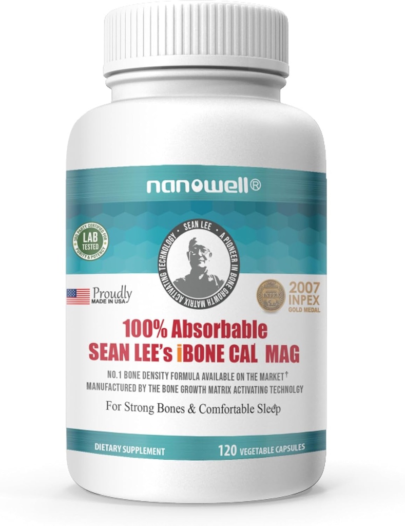 NANOWELL Sean Lee iBone Cal Mag - Supplément Bone Health, Calcium & Magnésium - 120 capsules végétales, 30 jours d'approvisionnement
