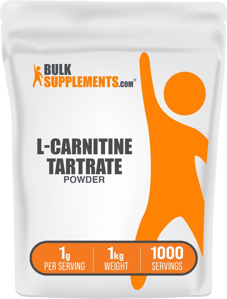 BulkSupplements.com Polvere di Tartrato L-Carnitina - Polvere di aminoacido, Supplemento di carnitina - senza glutine e senza glutine, 1g per porzione, 1kg (2.2 lbs) (Pack of 1)