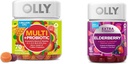 OLLY Adult Multivitamin Gummy con Probiotici, 1 miliardo di CFU, 70 Conte e Gummie di Elderberry Extra Forza, Supporto Immune, 450mg, 60 Count