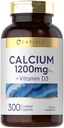Carlyle Calcium 1200mg con vitamina D3 | 300 Caplets | Non OGM, Gluten Free e Integratore Vegetariano