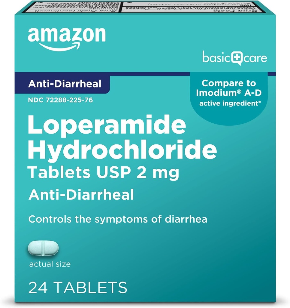 Basic Care Loperamid Hydrochlorid Tabletten, 2 mg, Anti-Diarrheal, 24 Count (Pack von 1) (Verpackung kann variieren)