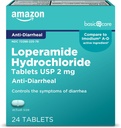 Cura di base Loperamide Hydrochloride Tablets, 2 mg, Anti-Diarrheal, 24 conteggio (Pack of 1) (Packaging può variare)