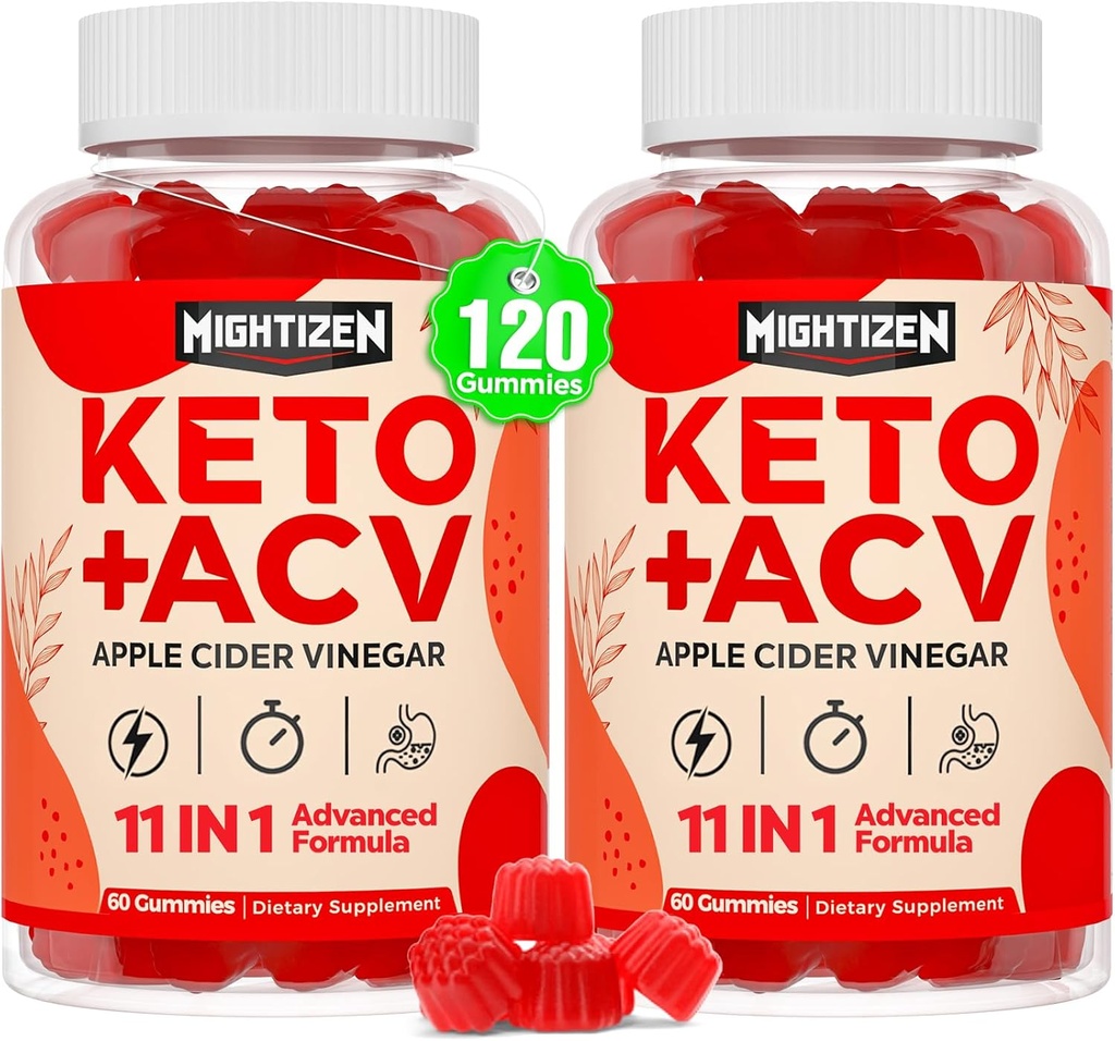 Aceto di sidro di mele Gummies, Max Forza Keto Acv Gummies con tè verde, Probiotici, B12, B6, Keto Supporto, Aceto di sidro di mele con Madre per Detox & Cleanse, Digestione & Gut, Vegan, 120 conti