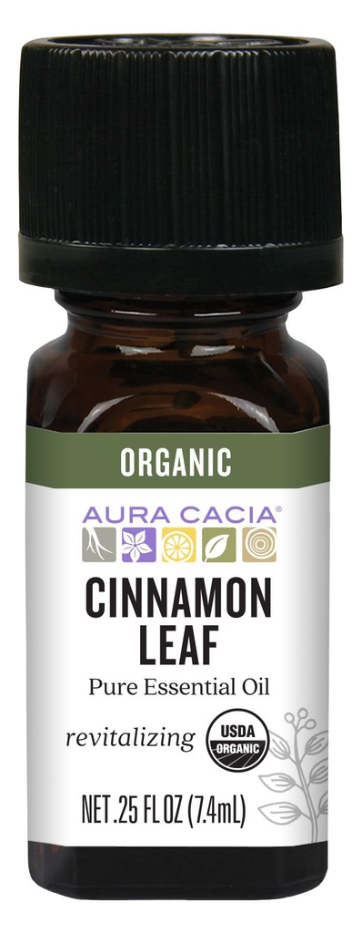 Aura Cacia Huile essentielle de feuille de cannelle biologique, 0,25 once