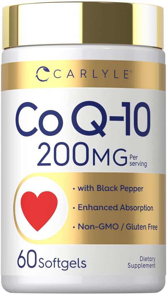 Carlyle CoQ10 200mg Softgels (en anglais seulement) 60 Comte avec poivre noir (en anglais seulement) Absorption accrue (en anglais seulement)
