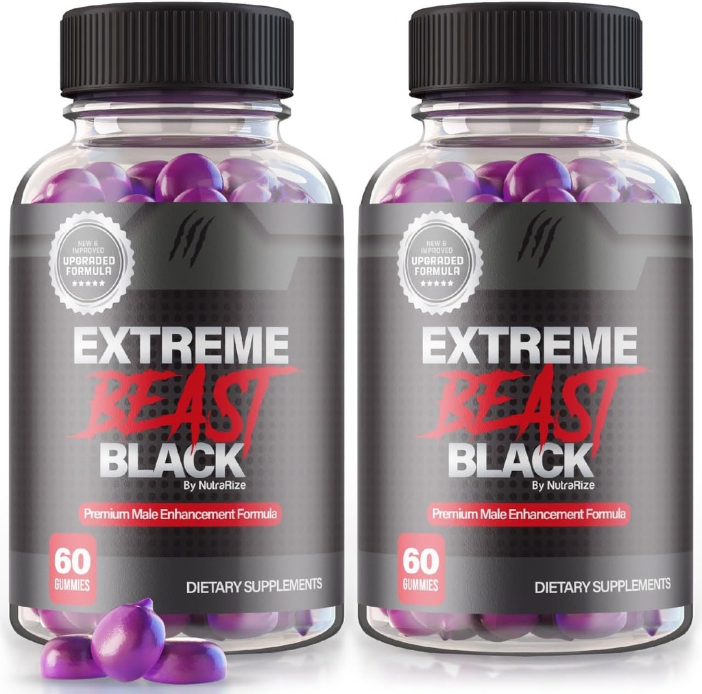(2 Pack) Extreme Beast Black Gummies - Extreme Beast Black Supplement for Men, A Daily Formula for Peak Performance, Extreme Beast Black Premium Formulation, ExtremeBeast Recensioni (120 Gummies)