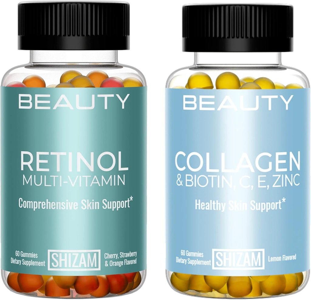 SHIZAM Retinol Multi-Vitamin & Collagen w Biotin Gummis in Combo