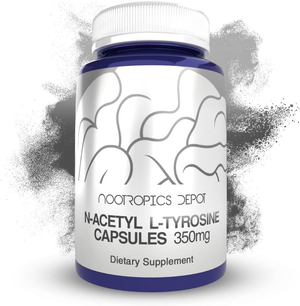 Nootropics Depot N-Acetyl L-Tyrosin Kapseln | 350mg | 240 Count | NALT | Aminosäure Ergänzung | Natürliche Ergänzung | Unterstützt Gedächtnis, Lernen, Fokus, Gesunde Stress Ebenen