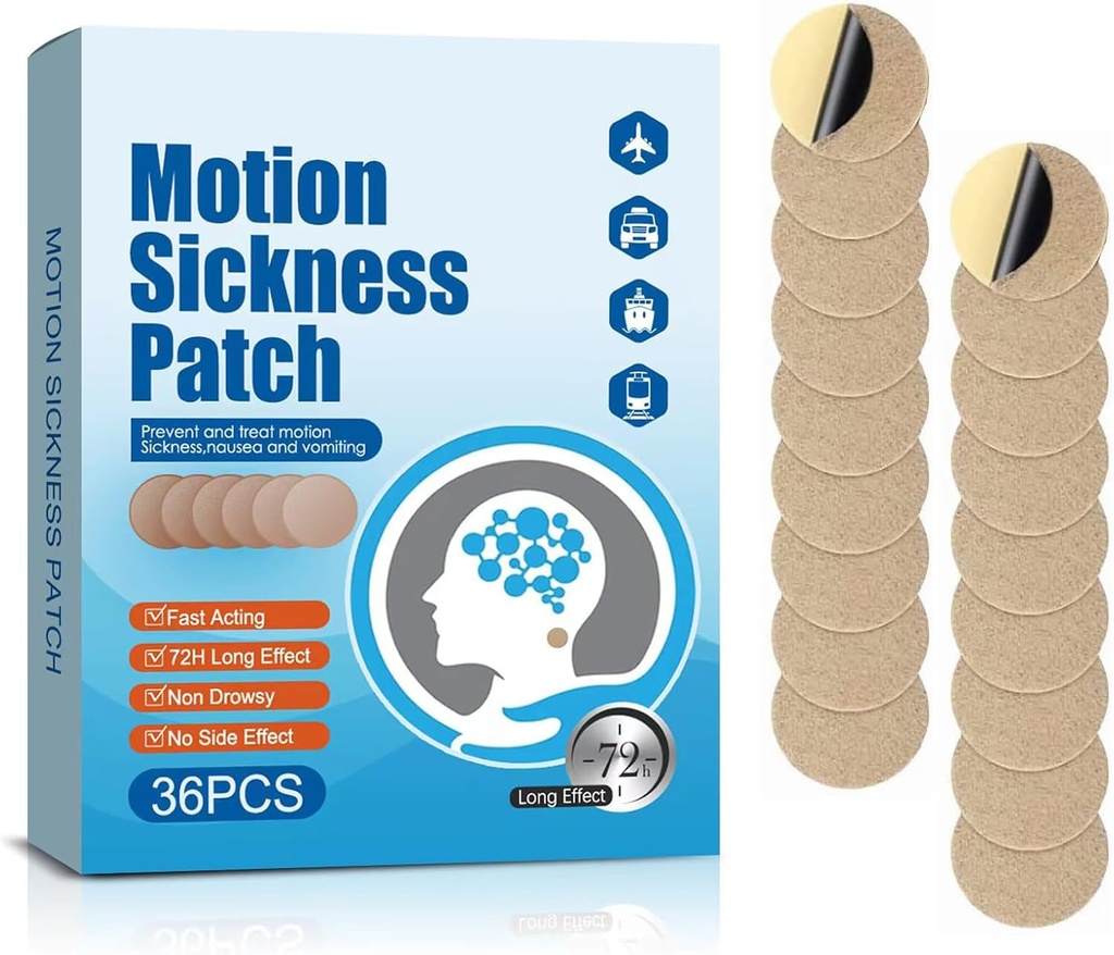 Motion Sickness Patches, 36 Count Ship EEZ Sea Sickness Patches Non Drowsy per Airplanes Autos Autobus o Treno, Fast Acting & 72 Hours Long Last (36 Count (Pack of 1))