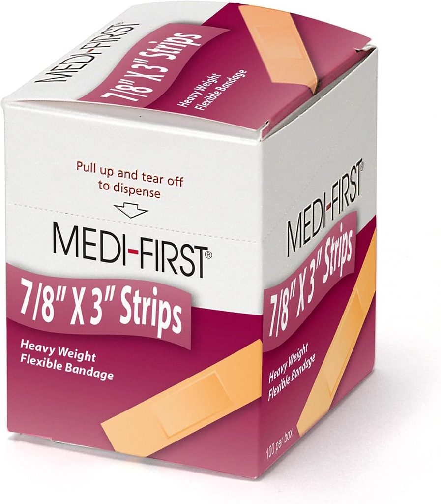 Prodotti medici 61433 Extra Heavy Weight Latex Free Flessibile striscia di tessuto Bandages, 7/8-inch Da 3-Inch, 100 Per Box