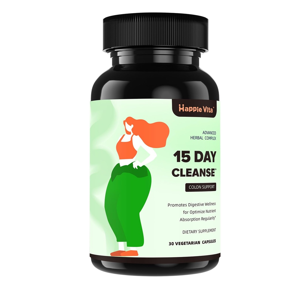 15 Tage Gut Cleanse Detox für Frauen und Männer, Fortgeschrittene Gentle Gut Colon Cleanse Detox mit Psyllium Husk, Cascara Sagrada, Senna und Probiotic Natural Laxative, 30 Kapseln