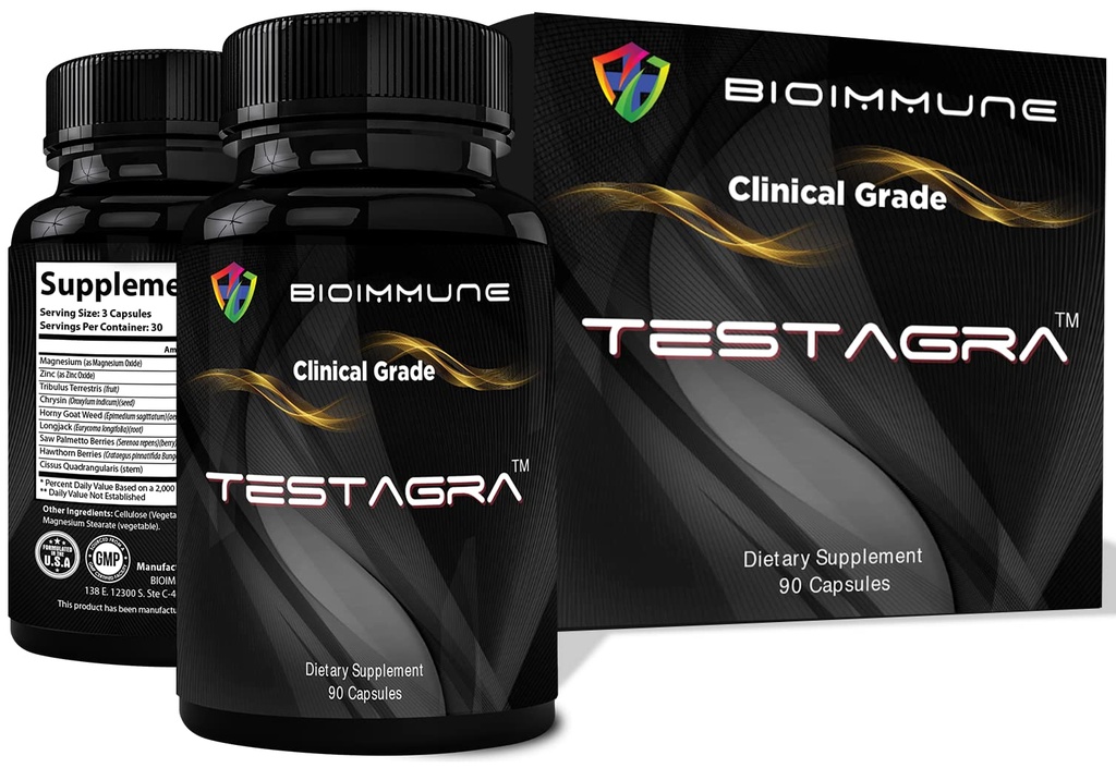 TESTAGRA Testosteron-Booster für Männer. 10X Konzentriert- 90 Kapseln - Erhöhe Lean Muscle Energy Drive Stärke. Saw Palmetto, Tribulus, Tongkat Ali, Horny Goat Weed, Zink