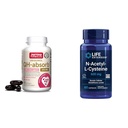 Formules de Jarrow QH-Absorb 200 mg - Co-Q10 à absorption élevée - Forme antioxydante active de la co-Q10 et extension de la durée de vie N-acétyl-L-Cysteine (NAC), Immune, respiratoire, santé du foie, NAC 600 mg