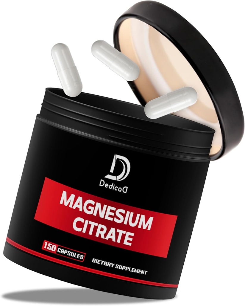 Magnesio Citrato 500mg Capsule (Citrato de Magnesio) - Pure Magnesio Supplemento al Sostegno Sistema Digestivo, Massa Muscolare & Produzione Energetica - 150 Capsule per Alimentazione 5-Month