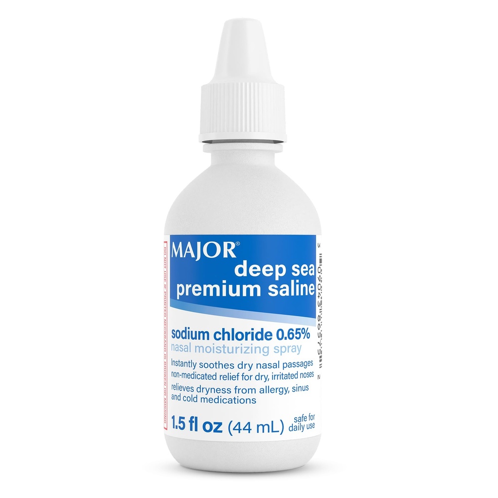 MAJOR Deep Sea Premium Saline - Nasal Moisturizing Spray für Trockenheit und Irritation Relief - Natriumchlorid 0,65% - 1,5 Fl. Oz (1 Packung)