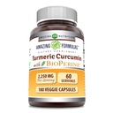 Incredibile formula curcuma currica con Bioperine Supplemento | 2250 Mg per Serving | Capsule Veggie | Non-GMO | Gluten-Free | Made in USA (1 Confezione, 180 Conte)
