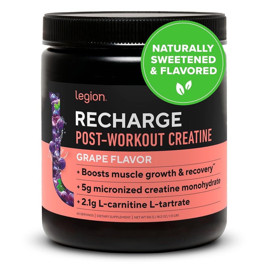 LEGION Recharge Post Workout Supplement - Alle natürlichen Muskelaufbau und Erholungsgetränk mit Micronized Creatine Monohydrate. Natürlich gesüßt & geschmackvoll, sicher & gesund. (Scheiß, 60 Servieren)