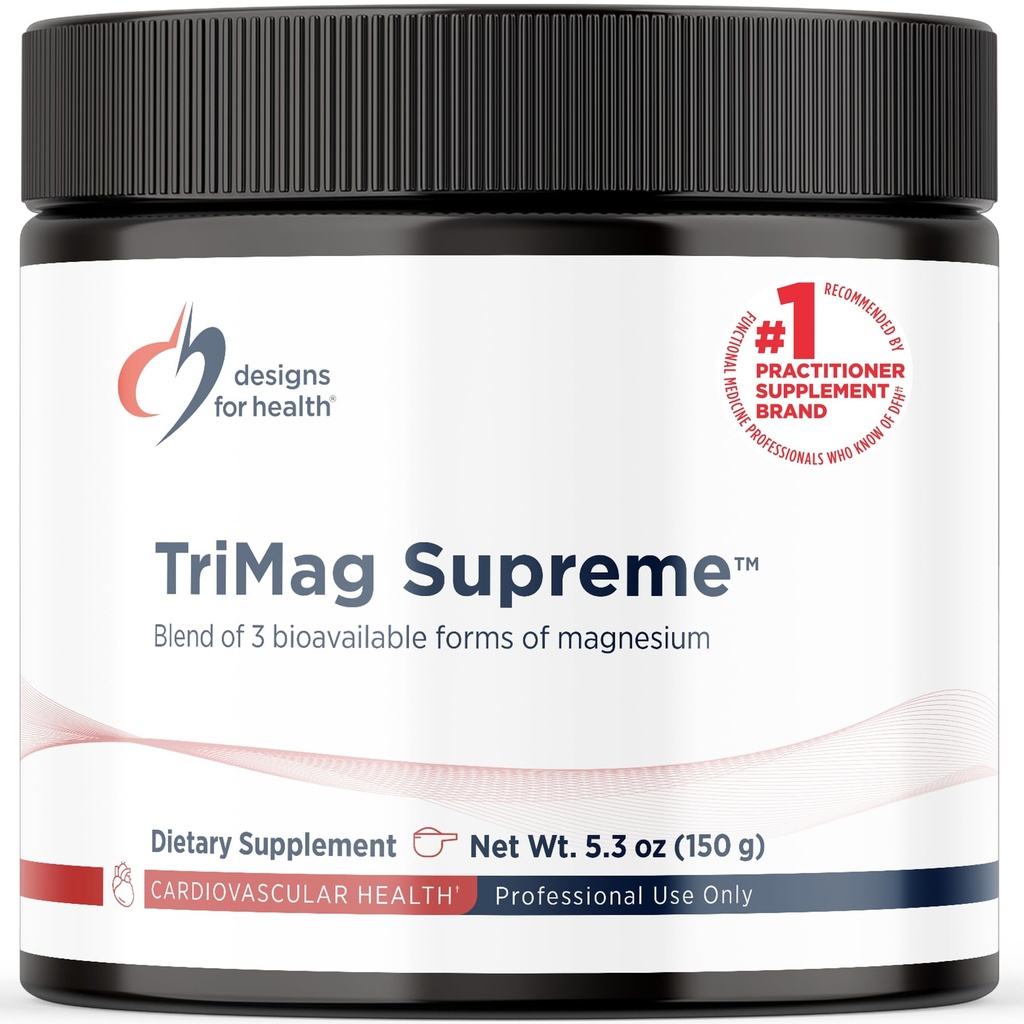 Designs für Gesundheit TriMag Supreme Powder - 300mg Triple Magnesium Drink - Kann Herzgesundheit & Energie unterstützen - Magnesium Orotat, Glycerophosphat + Bisglycinat Chelate (30 Portionen / 150g)
