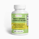 Ginseng et Ginkgo Biloba. 30 Services. Supplément énergie et focus non caféinés 2-en-1 - Booster énergétique, clarté mentale et humeur