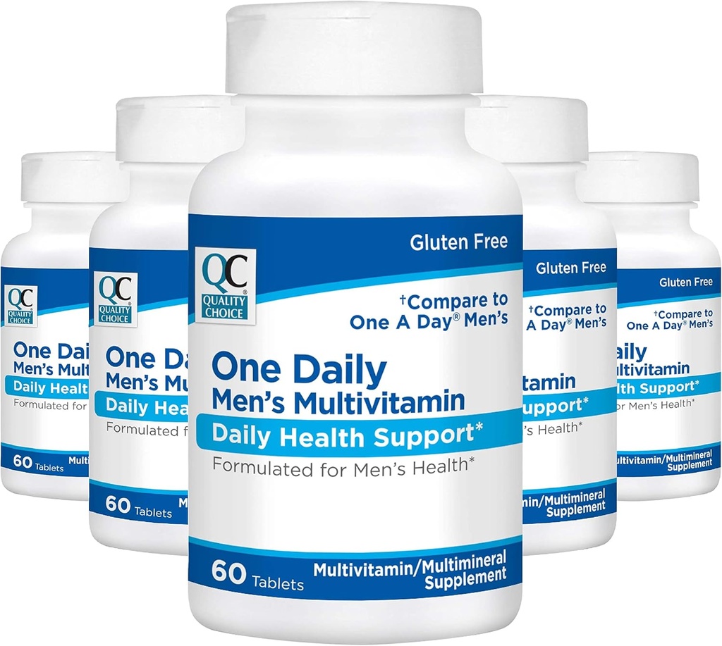Scelta di qualità Mens One Daily Multivitamin con Vitamine A C D E B (1, 2, & 6) e Supplementi minerali in 60 Conte Bottiglie (5 Pack)