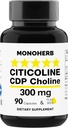 MONOHERB Citicoline CDP Choline 300 mg pro Kapsel - 90 Vegetarische Kapseln