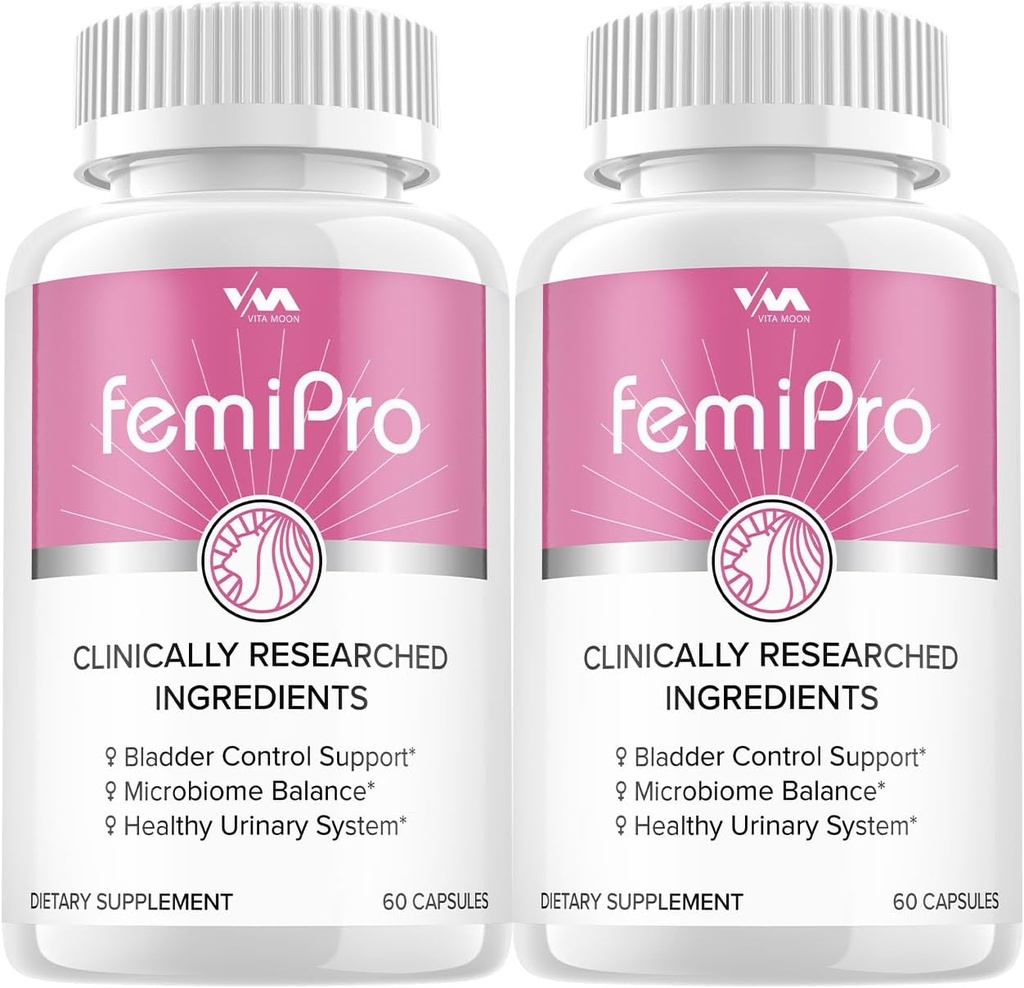 (2 Pack) Probiotici Femi Pro - Supporto avanzato di controllo della vescica della formula FemiPro, Bilancia Microbiome, Sistema urinario sano, 120 capsule