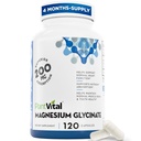 PlantVital Magnesium Glycinate 200mg 120 Capsule - Alta Assorbimento, Non OGM, Vegan, Gluten-Free - Supporta sonno normale, Muscolo e Nerve Funzione, Cuore normale & Bone Salute, Aiutare a sentirsi calma & Relax