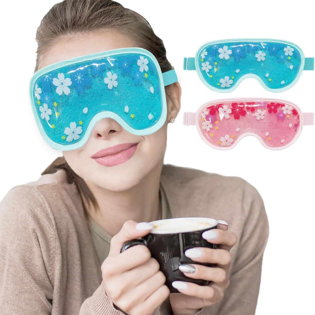 ZNÖCUETÖD Gel de masque de glace Refroidissement 2 Packs Reutilisable Cold Compresse Eye Ice Pack pour les cercles sombres et le puffines, la migraine, le stress