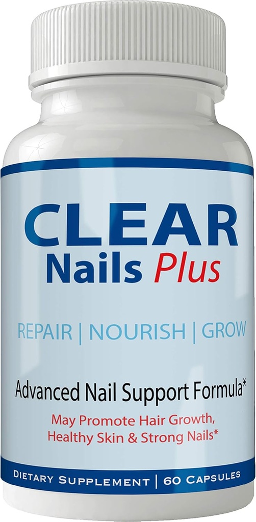 Klare Nails Plus Pillen Ergänzung - Fortgeschrittene einzigartige Haarwachstum Vitamine und Mineralien mit Biotin - Gluten Free 60 Kapseln - Haar Lash Haut und Nägel Extra Stärke Formel Wachstum Booster