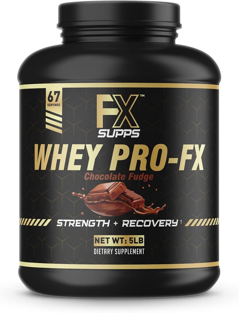 FXSUPPS Whey Pro-FX Protein Powder (Chocolate) Integratore di recupero Post Workout ideale con BCAA naturale per uomini e donne, Supporta il recupero del muscolo e la forza, 5.0 Pound