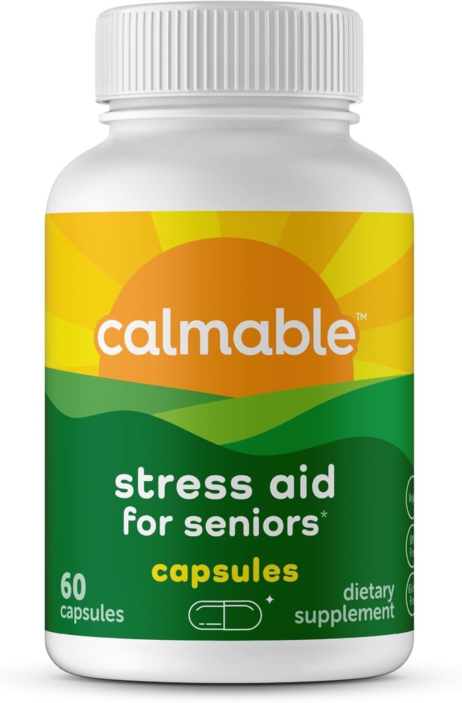 Supplément d'aide au stress pour les personnes âgées : Se sentir heureux, calme, concentré et détendu.L Theanine, Phosphatidylsérine, Ashwagandha.