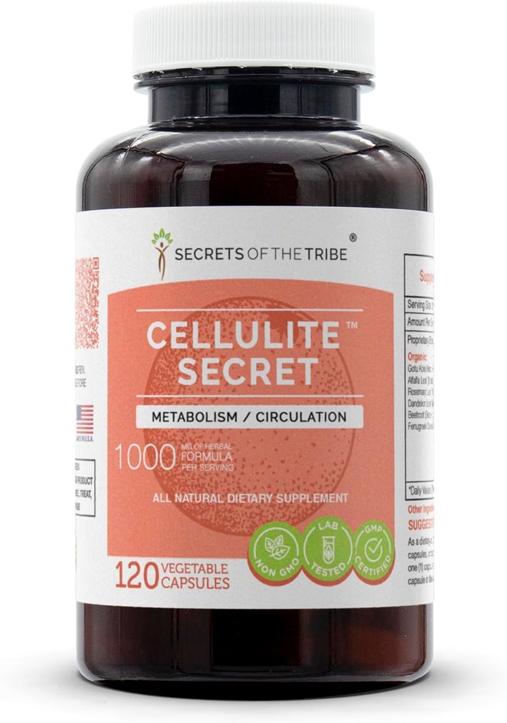 Cellulite Secret 120 Kapseln, 1000 mg, Gotu Kola, Alfalfa, Rosemary, Dandelion, Beet Root, Fenugreek Metabolism/Kirkulation (120 Kapseln)
