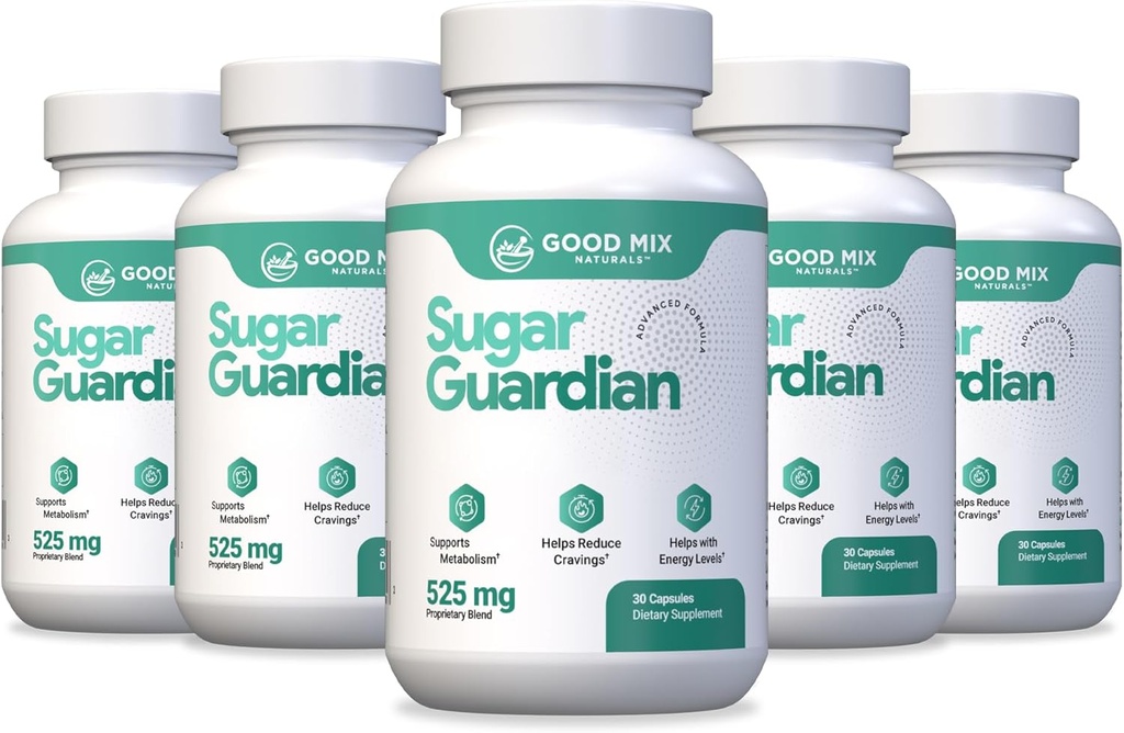 Sugar Guardian Solution à base d'herbes Supplément de 525mg 180 capsules en poudre - 6 mois d'approvisionnement