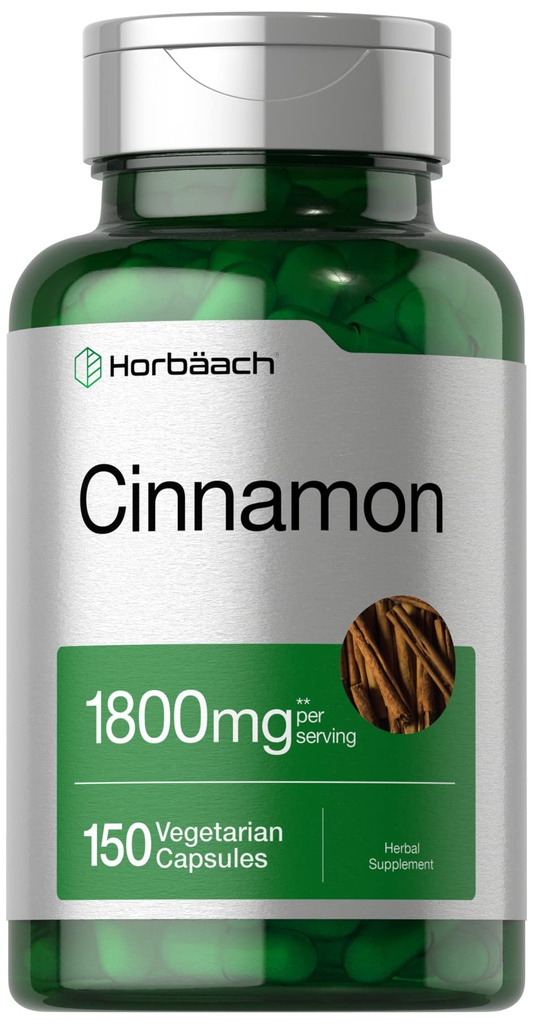 Horbäach Cinnamon Kapseln 1800mg | 150 Count | Ceylon Cinnamon Supplement | Vegetarisch, Non-GMO, Glutenfrei