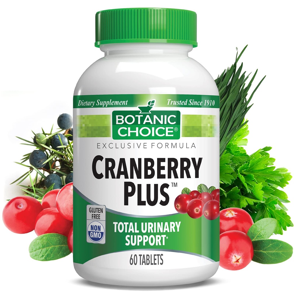 Botanische Wahl Cranberry Plus Total Urinary Support - Urinary Tract Gesundheit für Frauen und Männer mit Cranberry Konzentrat, Uva Ursi, Buchu, Calcium - 60 Tabletten