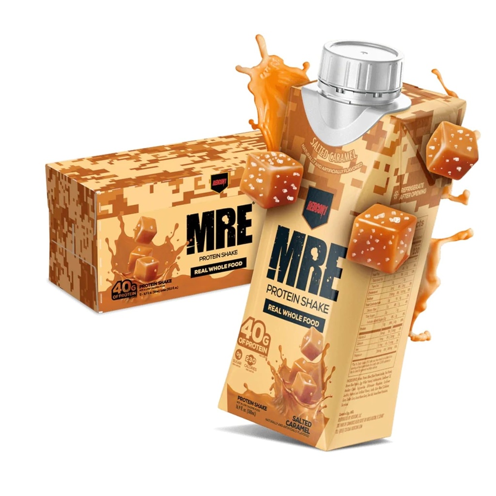 REDCON1 MRE Ready to Drink Protein Shakes, Salted Caramel - Protein Drinks mit ganzer Nahrungsquelle - Sugar Free RTD Shake Formuliert zu Fuel Athletes at Any Time (12 Pack)