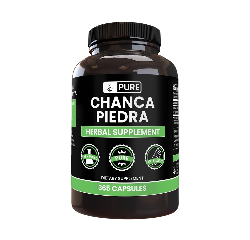 Ingredienti originali puri Chanca Piedra (365 capsule) No Magnesio o Filler di riso, Sempre Pure, Lab verificato