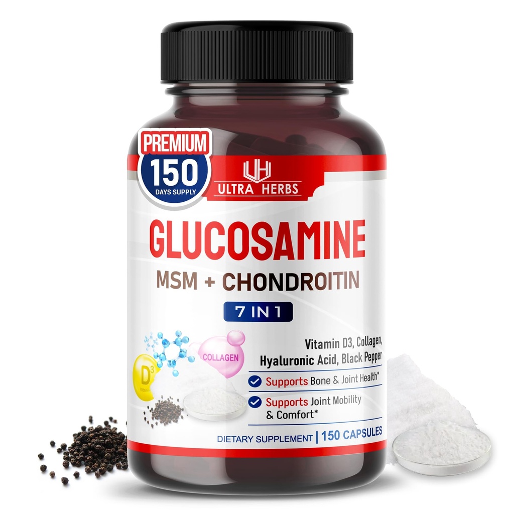 Glucosamin Chondroitin MSM - Joint Mobility Support Supplement Enhanced with Collagen, Hyaluronsäure, Vitamin D3 | 150 Kapseln