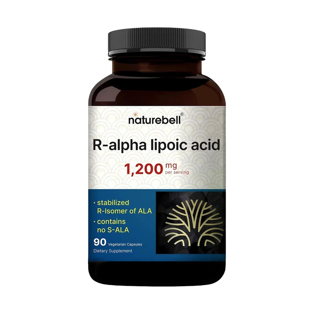 NatureBell R-Alpha Lipoic Acid, 1.200mg, 90 Veggie Kapseln | Pure Stabilisierte R-ALA Nur | Hohe Absorption & Antioxidans Unterstützung | Nein S-ALA | Non-GMO, Gluten-Free