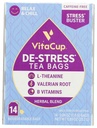 DeStress Kräutertee Taschen von VitaCup, Relax & Chill w/Chamomile, L-Theanine, Valerian Root & B Vitamine, Koffein Kostenlose Single Serve Wellness Tee Sachet Bag, 14 ct