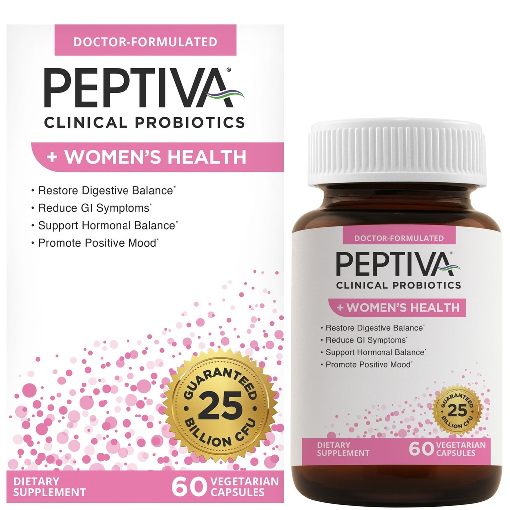 Peptiva Probiotics for Women's Health - Women's Probiotic and Digestive Support, 25 Billion CFU, Multi-Strain Probiotic, Lactobacillus Acidophilus, Bifidobacterium - 60 Vegetarische Kapseln