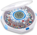 LiveFine WiFi Automatische Pillenspender und Remote Medication Monitoring System mit Locking Key, 28-Day Medication Organizer Bis zu 9 Dosierungen pro, einstellbare Licht/Sound Alarme für Rezepte & Vitami