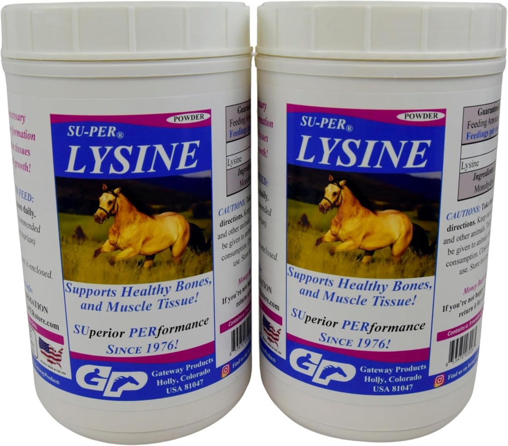 SU-PER Lysine Supplemento per cavalli - Supporta le ossa sane e tessuti muscolari - Equine Essential Aminoacido - 2.5 Pound, (2 Pack)