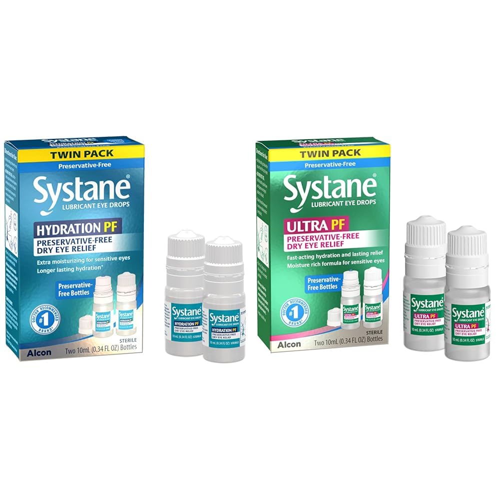 Systane Hydration Multi-Dose Konservierungsmittelfreie Augentropfen Trockene Augen Relief Twin Pack (2x10ml) & Ultra Multi-Dose Konservierungsmittelfreie Augentropfen Twin Pack (2x10ml)