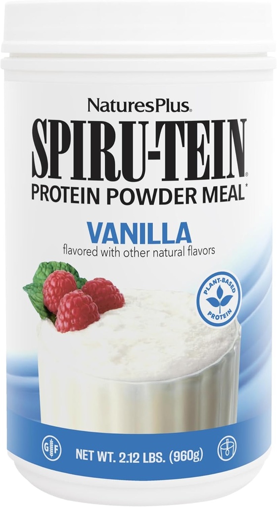 NaturesPlus SPIRU-TEIN, Vanilla - 2.12 lbs, Pack of 3 - Spirulina Protein Powder - Vitamins & Minerals for Energy - Vegetarian, Gluten Free - 96 Total Servings