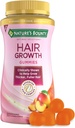 Natures Bounty Gommies de croissance des cheveux pour soutenir les cheveux plus épais, plus pleins avec la biotine, le silicone et l'arginine, le parfum de mangue de pêche – sans gluten, contient pas de lactose, de sodium ou de poisson, 60 portions Count/30