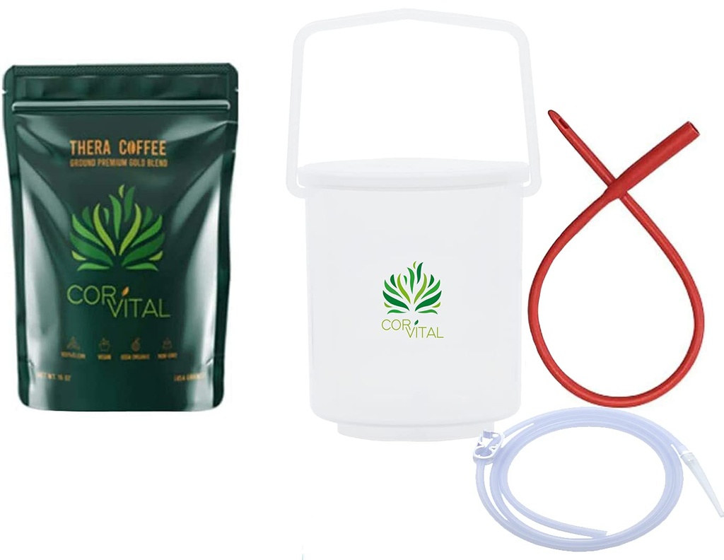 Coffee Enema Kit per la pulizia del colon con 1 LB Enema Coffee - Gerson approvato Home Enema Kit - Enema Bucket Kit - Therapy Roast Coffee Detox Cleanse - Enema Coffee Organic