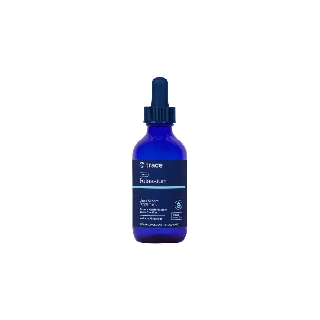 Trace Minerals Potassium ionique - Supplément de potassium liquide pour une fonction cérébrale et musculaire saine - Soutien nerveux - Absorption facile - Végétalien - Non-OGM - Non aromatisé - 2 fl oz (32 portions)