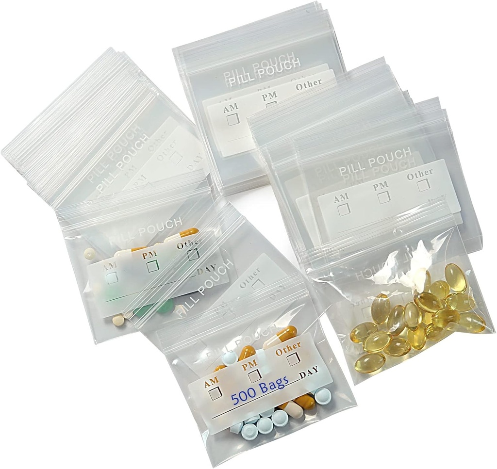 500 Packs 6 Mil robuste Pillen Bags BPA Kostenlose Pillen Pouches 3 x 2,75 Zoll Portable Light Weight Handy kleine Ziplock Plastiktüten für Reisen Pillen Organizer, Schmuck und kleine Craft Pieces und einfach zu bedienen