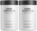 Codeage Vitamines capillaires 10000 mcg Biotine, kératine, collagène, vitamine A, B12, C, D3, E, zinc, curcuma, probiotiques, enzymes, Inositol - Soins capillaires - Pills de compléments capillaires sains - 2 Pack